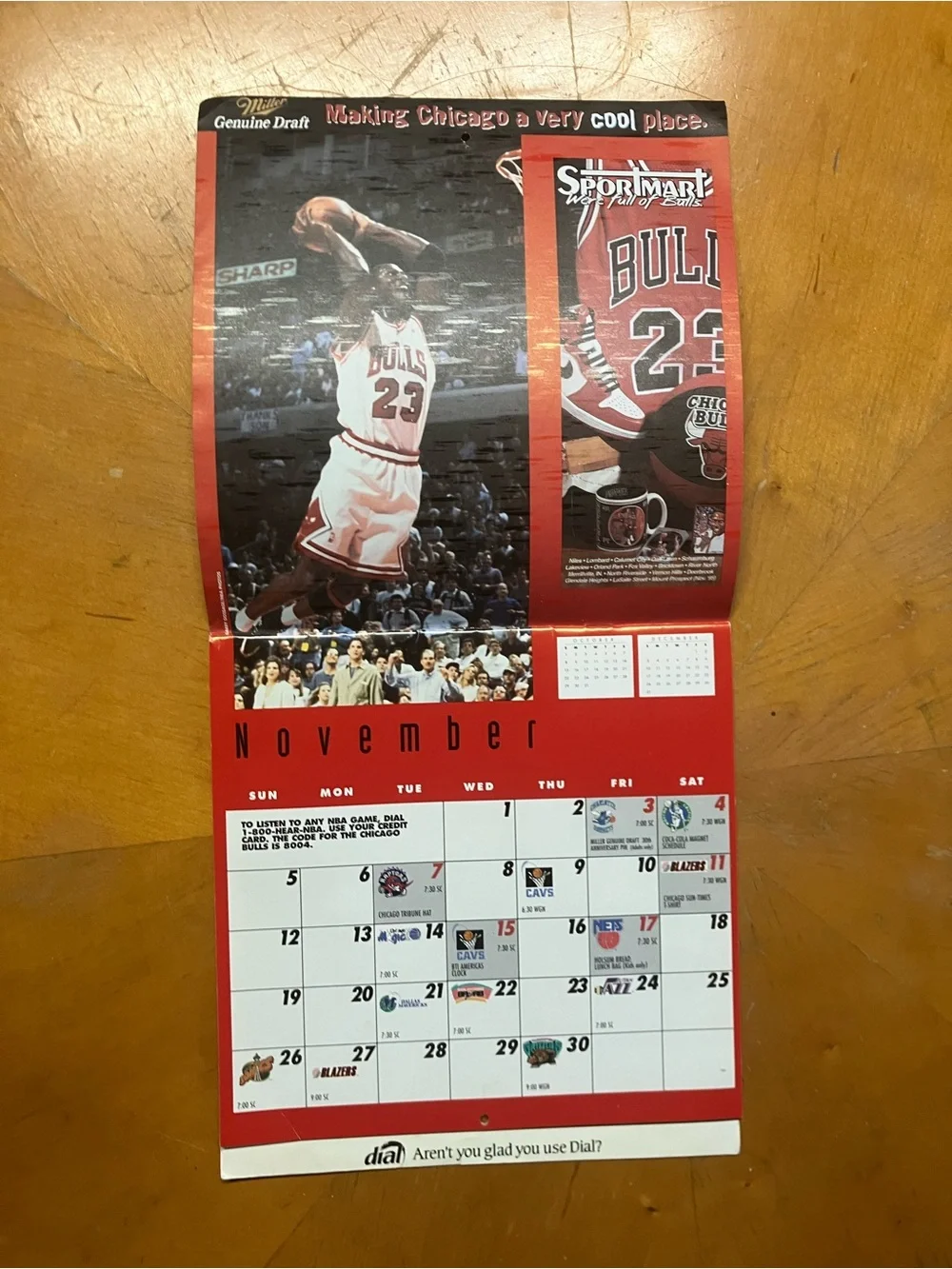 Vintage 1995-96 Chicago Bulls Wall Calendar Michael Jordan 72 Win